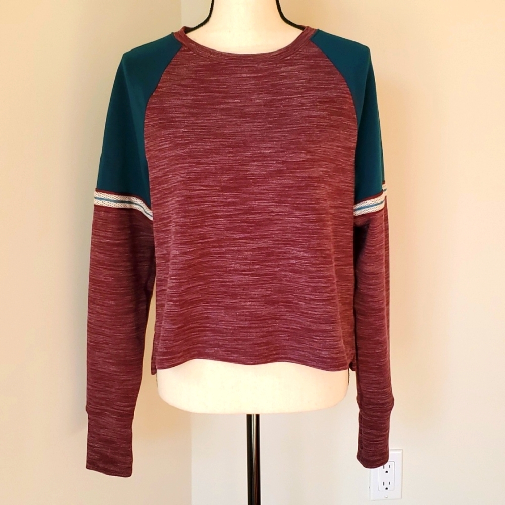 Shape Active Wear Wine and Teal Raglan Sleeve Sweatshirt Size M